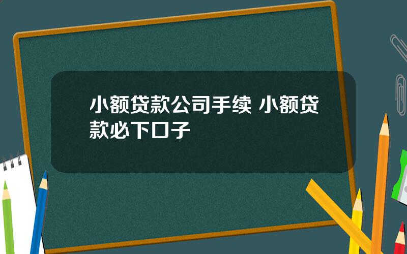 小额贷款公司手续 小额贷款必下口子